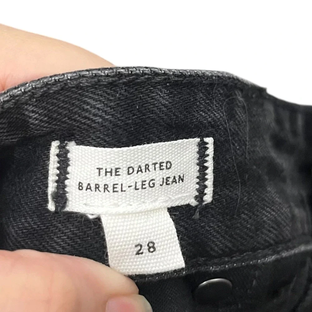 Madewell The Darted Barrel-Leg Jean Womens 28 Black Cotton Balloon Fit Jeans